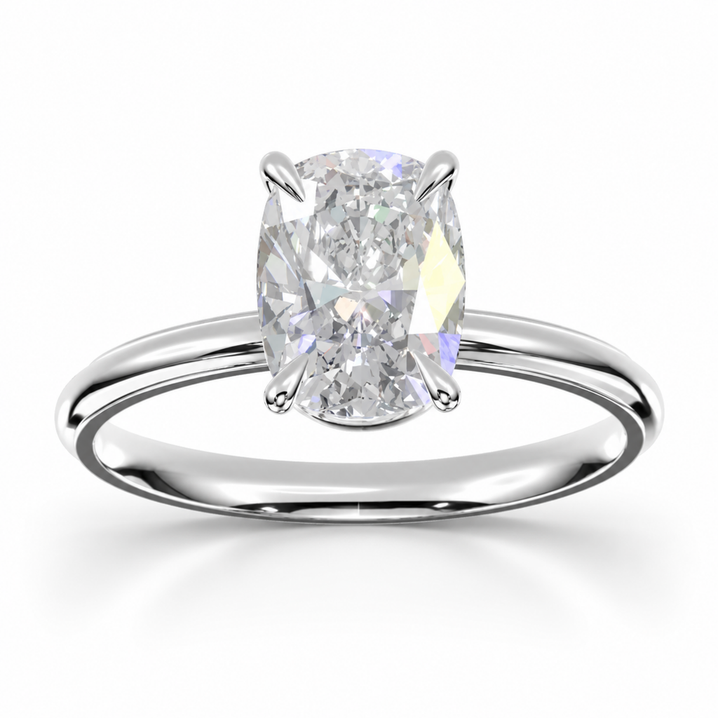 Elongated Cushion Diamond, High Profile Claw Prong
