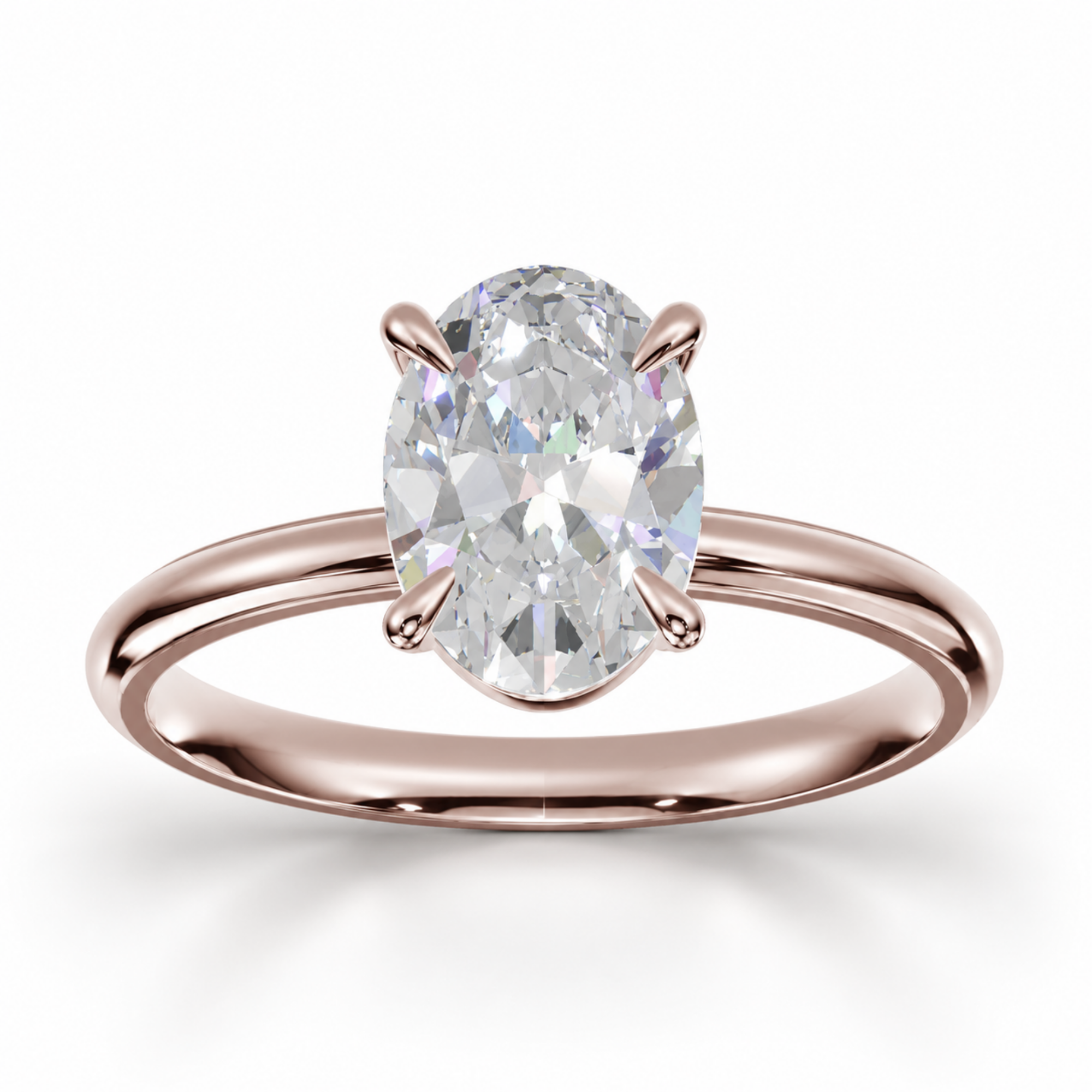 Oval Diamond, High Profile Claw Prong