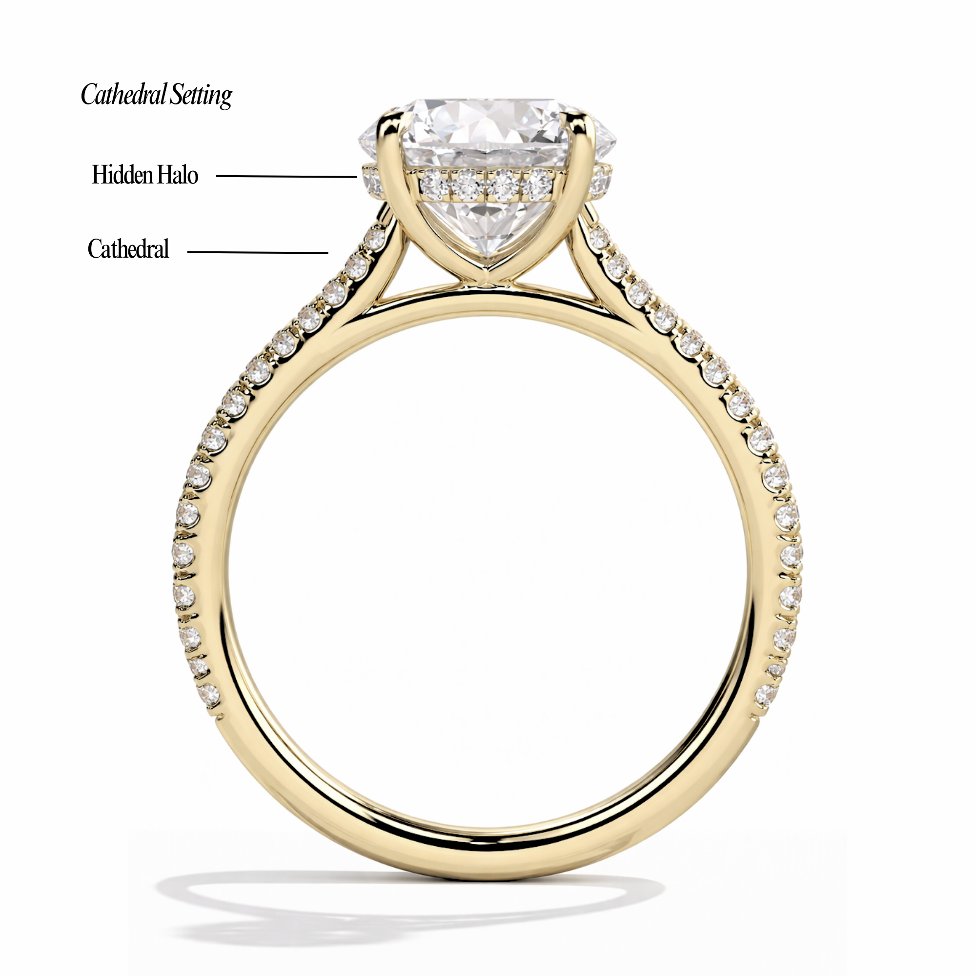 Half Eternity Claw Prong with Hidden Halo & Cathedral