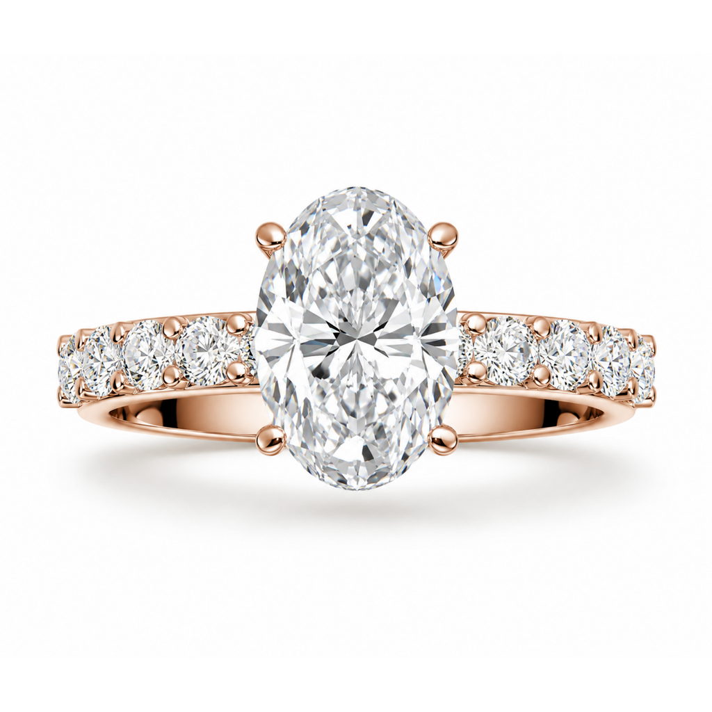 Oval Diamond, 3mm Half Eternity Setting