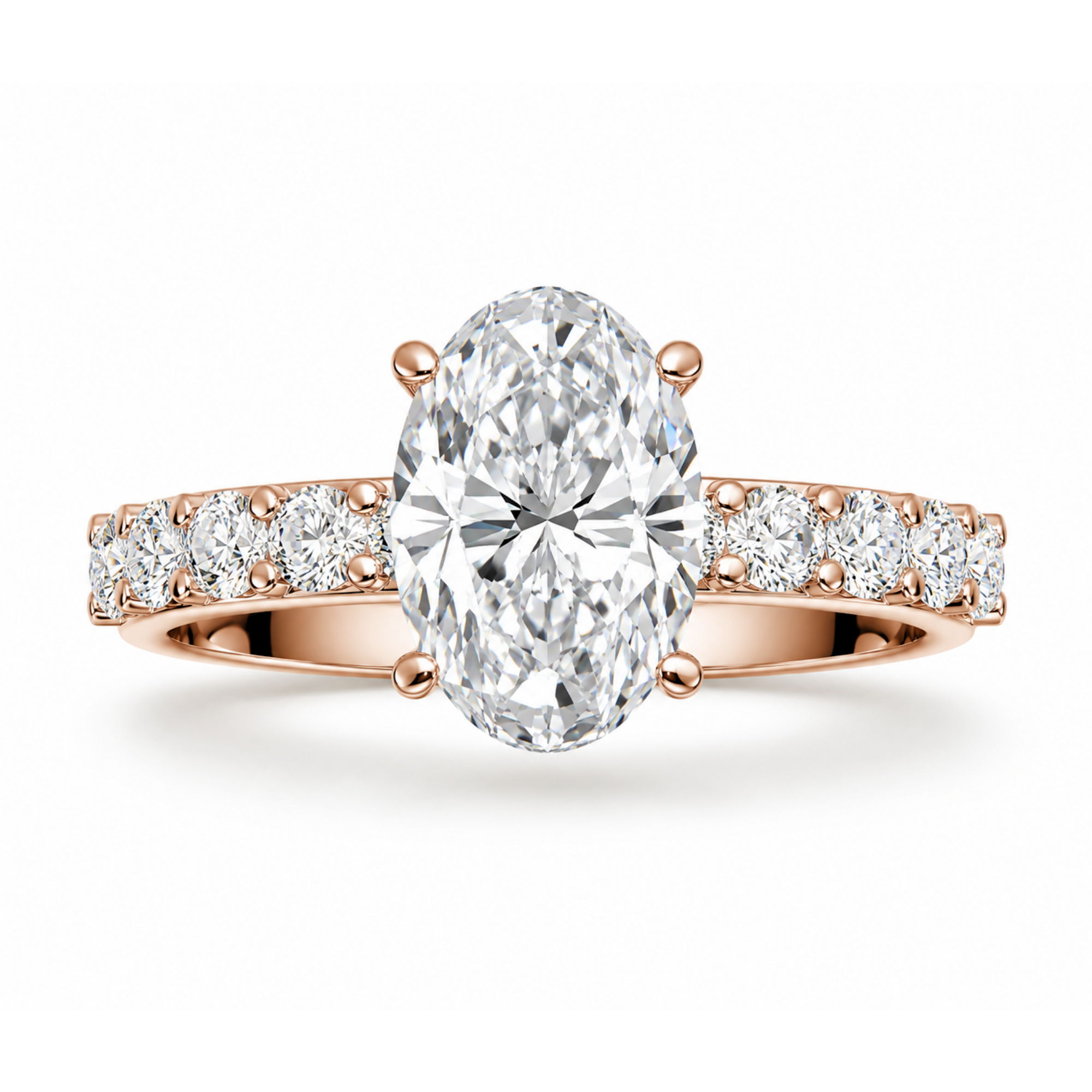 Oval Diamond, 3mm Half Eternity Setting