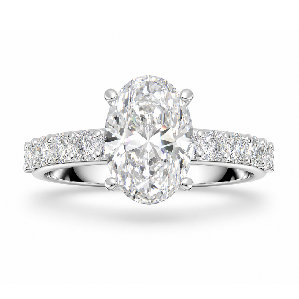 Oval Diamond, 3mm Half Eternity Setting