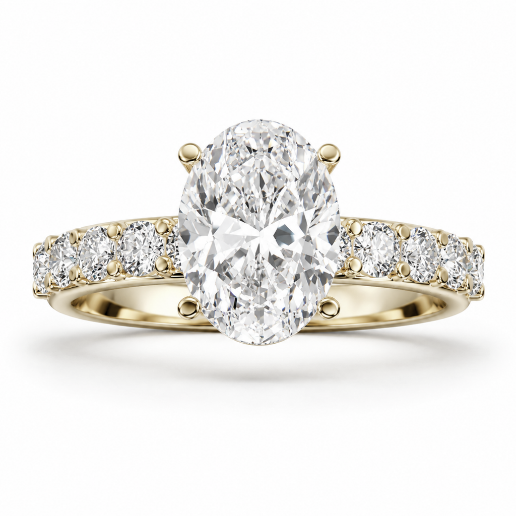 Oval Diamond, 3mm Half Eternity Setting