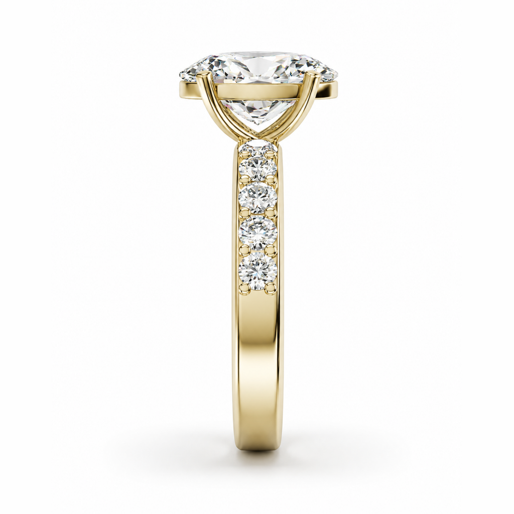 Oval Diamond, 3mm Half Eternity Setting