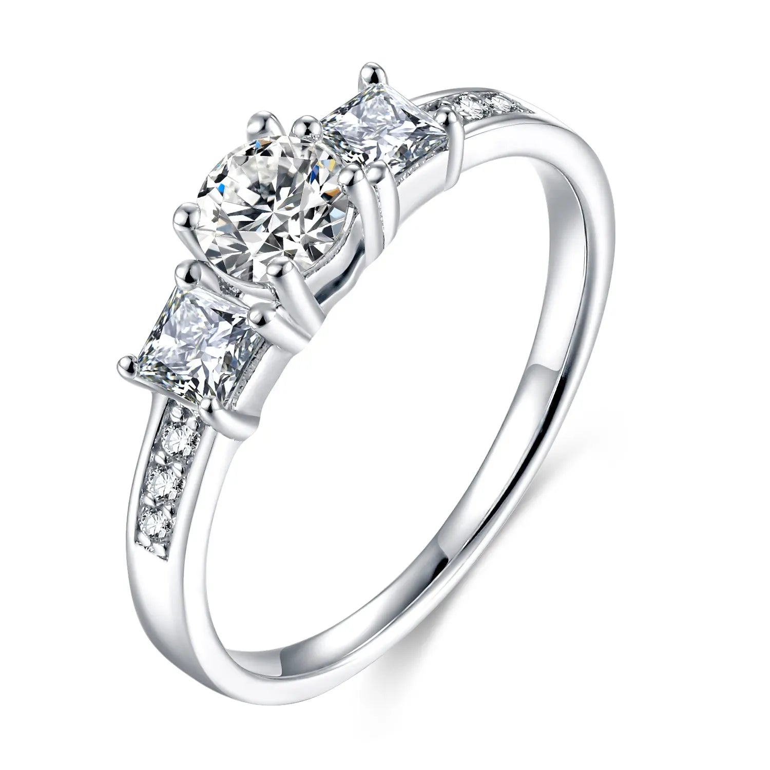 Round Three-Stone Pavé Ring