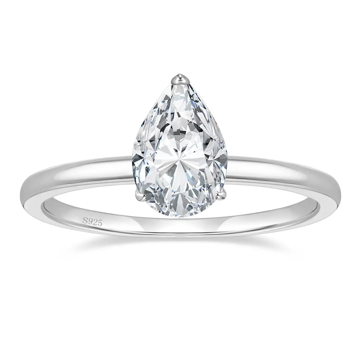 Pear Solitaire Ring